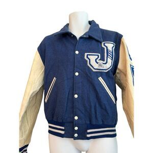 Vtg Neff Jesuit High School Blue Jays Letterman Jacket 1990s Wresting Louisiana